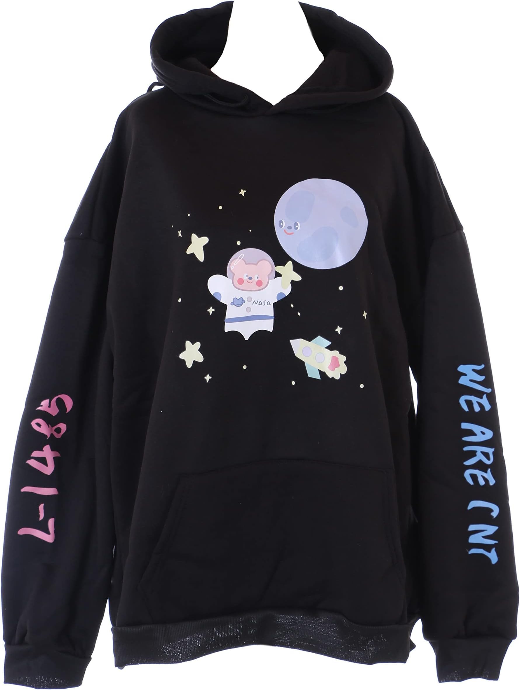 Kawaii-Story TS-352 Black Drawing Figure Graphic Hoodie Sweatshirt Pullover Pastel Goth