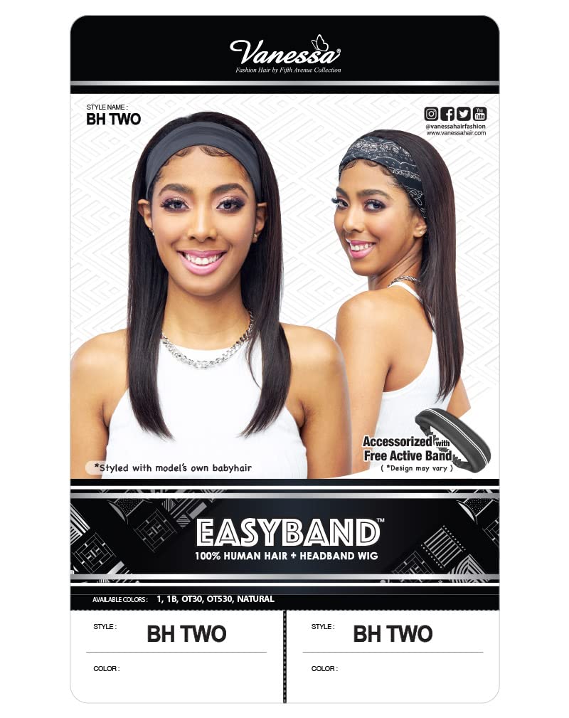 VANESSA EasyBand Human Hair wig with Headband Medium Long Length Easy to wear for the Active LifeStyle - BH TWO (OT30)
