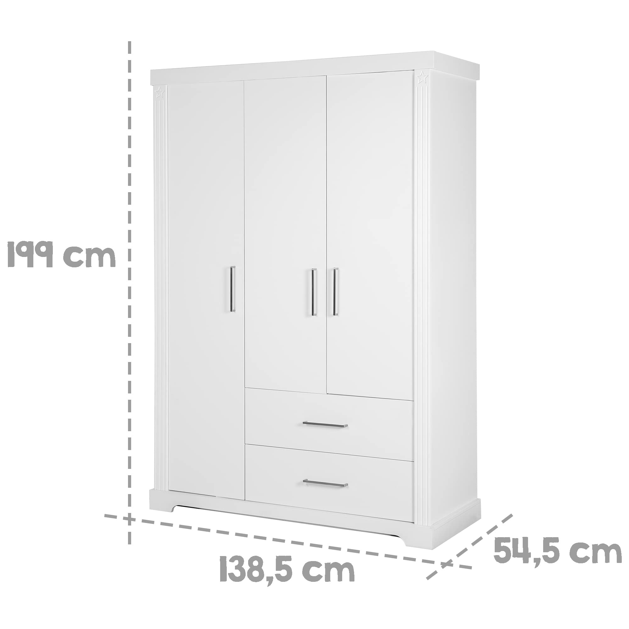 roba Kleiderschrank Maxi 3 Türen 2 Schubladen weiß