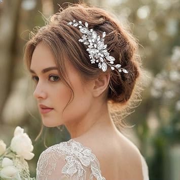 Elegant Rhinestones Wedding Hair Comb for Bride Gold/Silver Bridal Hair Accessories Hair Piece for Women Silver