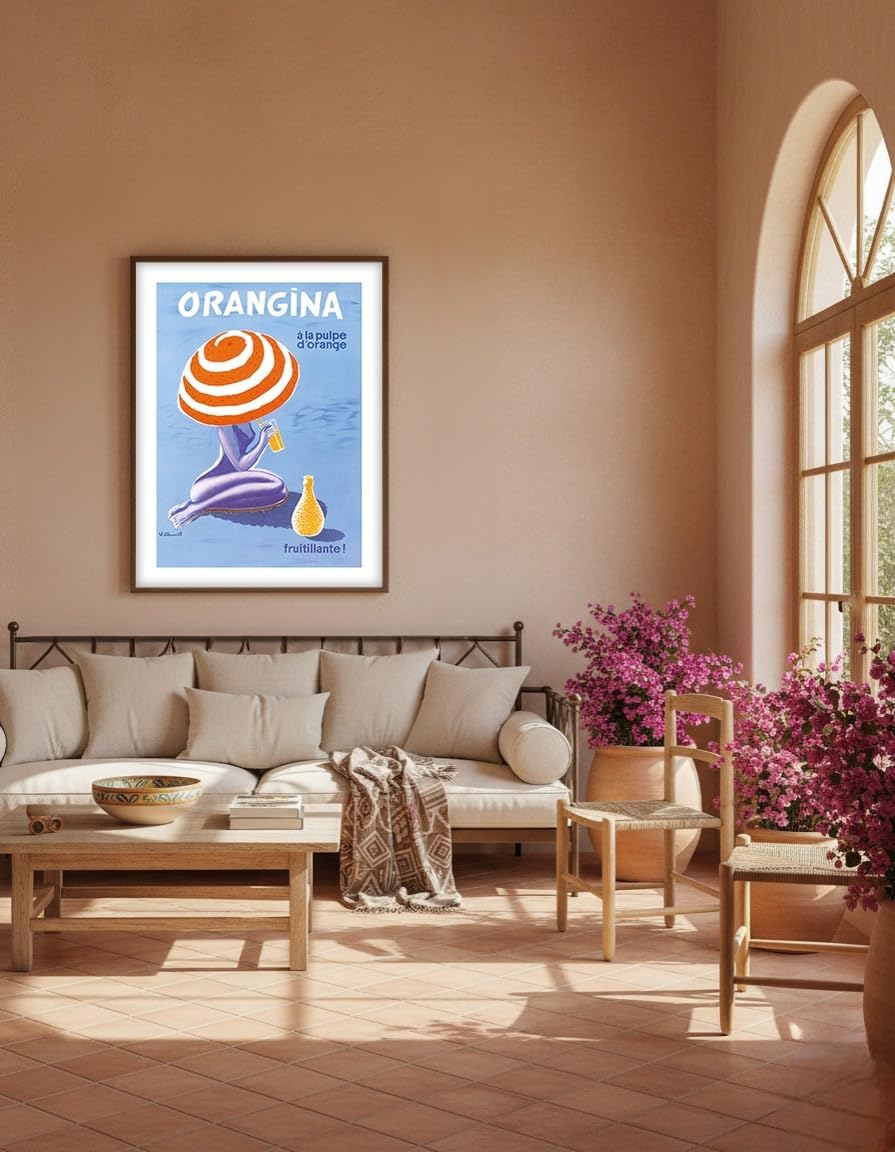 Orangina - Orange Sparkling Soda! - Vintage Advertising Poster by Bernard Villemot c.1964 - Fine Art Matte Paper Print (Unframed) 11x14in