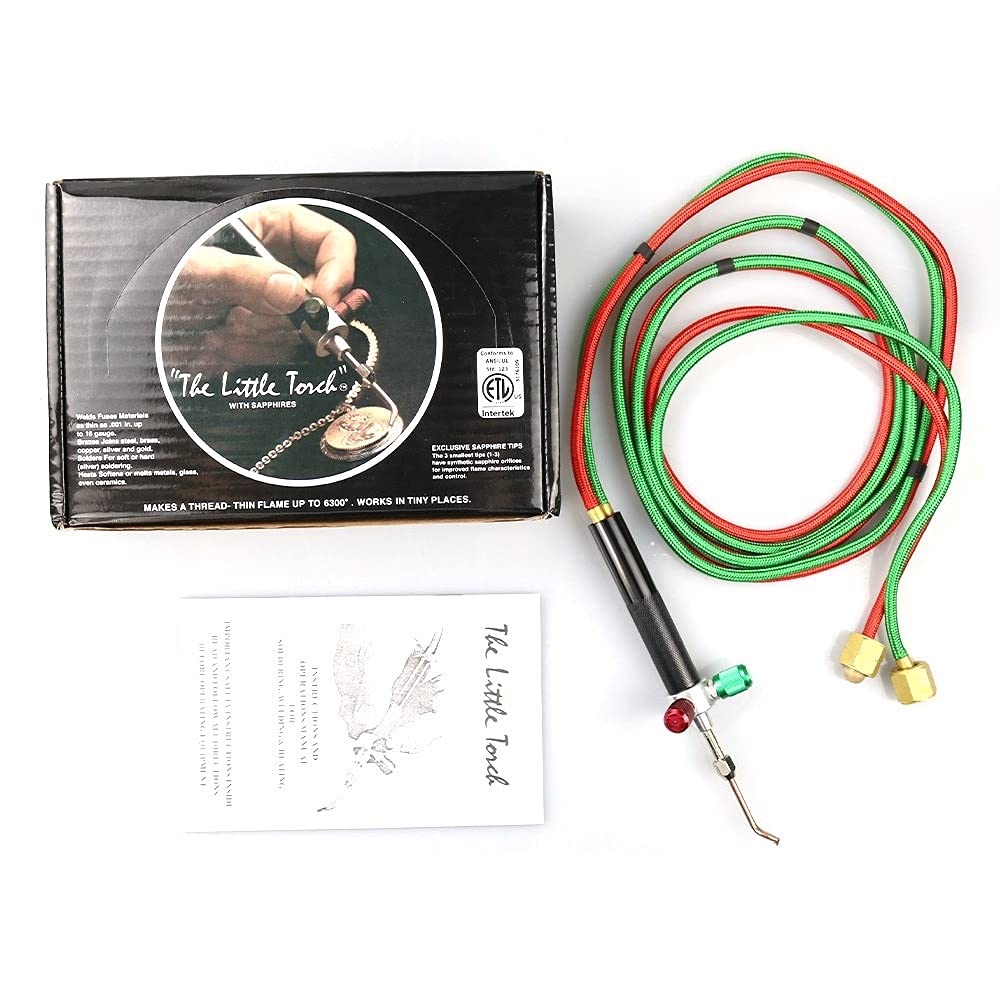 Mini pistola de soldadura de gas, antorcha de soldadura de oxígeno, kit de antorcha de oxígeno con 5 puntas para reparación de joyas