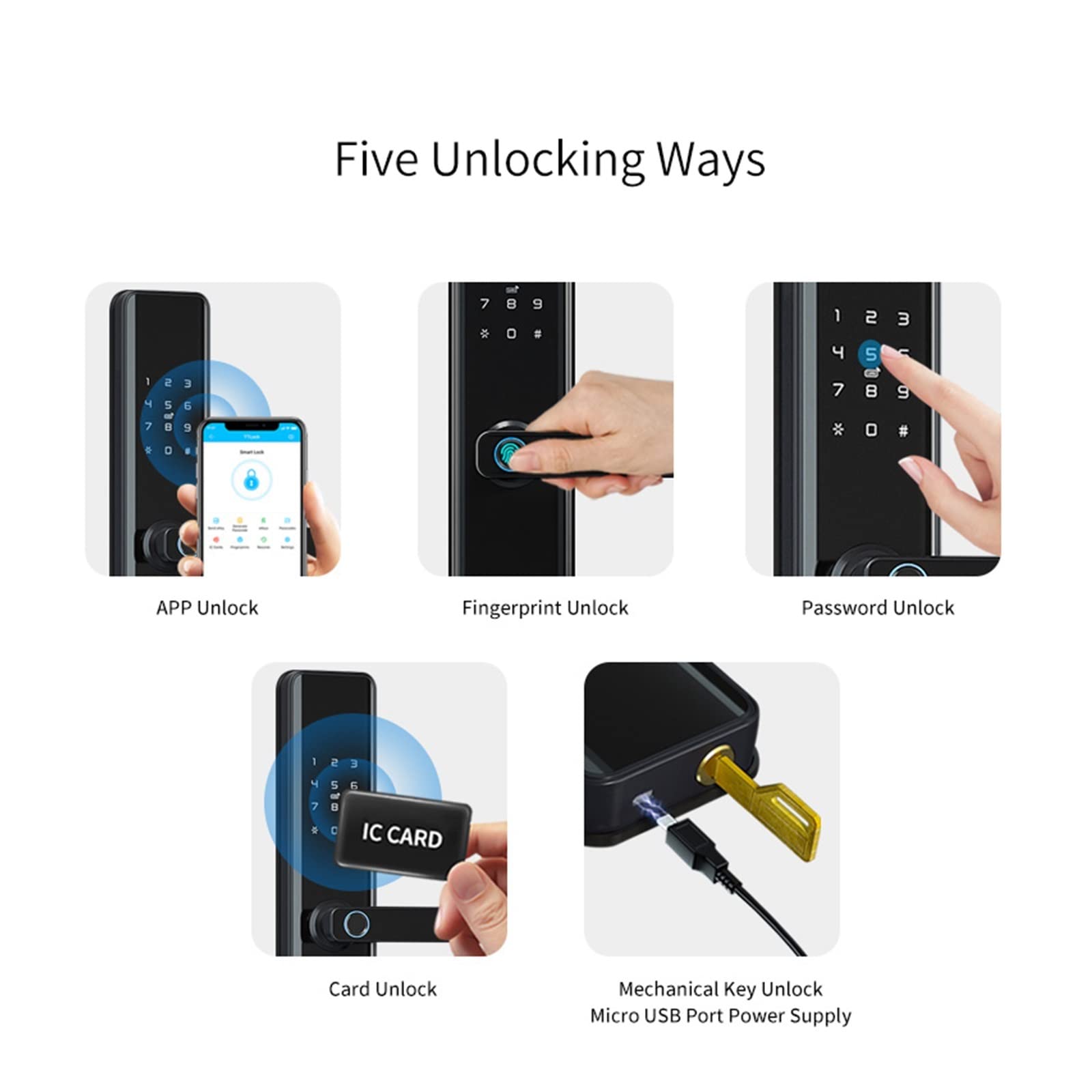 Fechadura Eletronic Tuya Serrature per porte Controllo vocale Impronta digitale biometrica Smart Entry Home Handle App Serratura intelligente Serrature per porte con impronta digitale, Serrature per