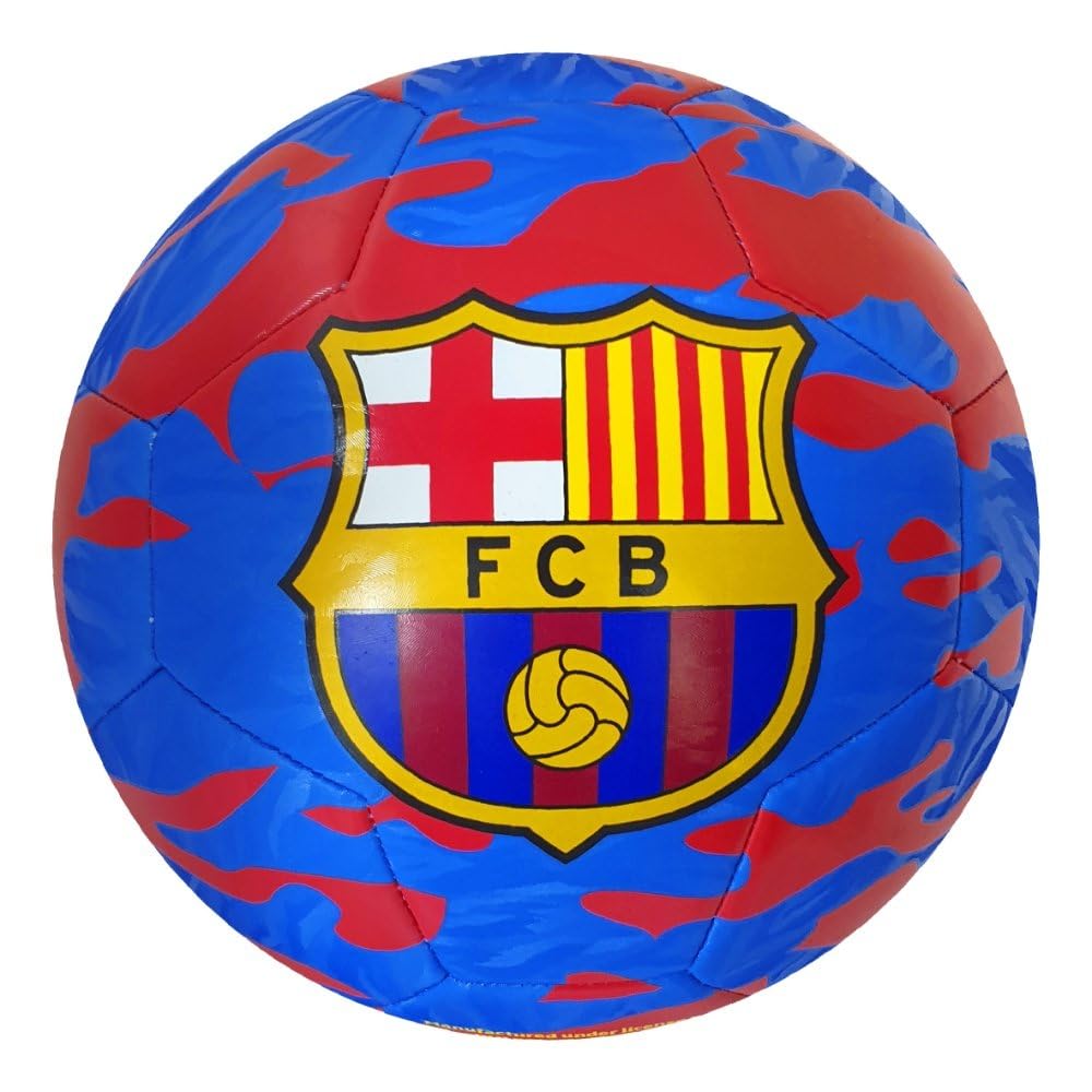 FCB Pallone da calcio con logo, camouflage, taglia 5