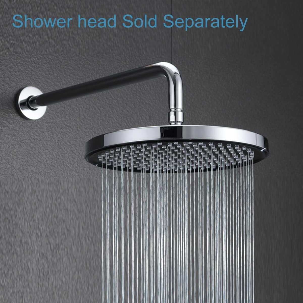 16 Inch Shower Arm Extra Long Solid Brass Rain Shower Head Arm with Flange Wall Mounted, Chrome finish (16inch, Chrome)