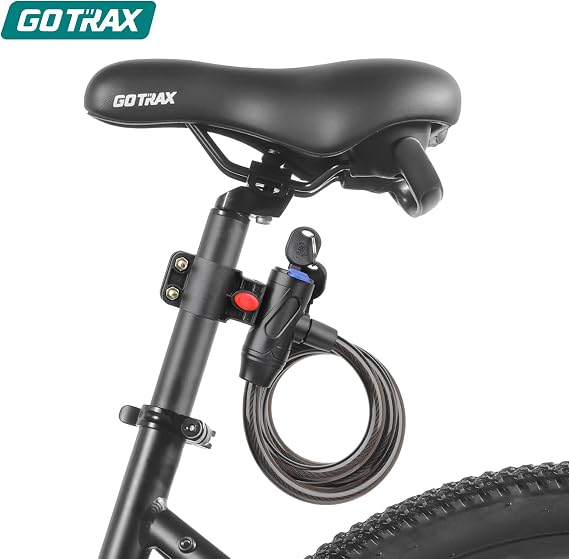 Gotrax LockGuard Scooter Locks, 4 Feet Bike Locks Cable, Heavy Duty Anti Theft Bicycle Lock with Mounting Bracket and 2 Keys, Cable Lock Suitable for Scooters and Bikes (Key Lock)