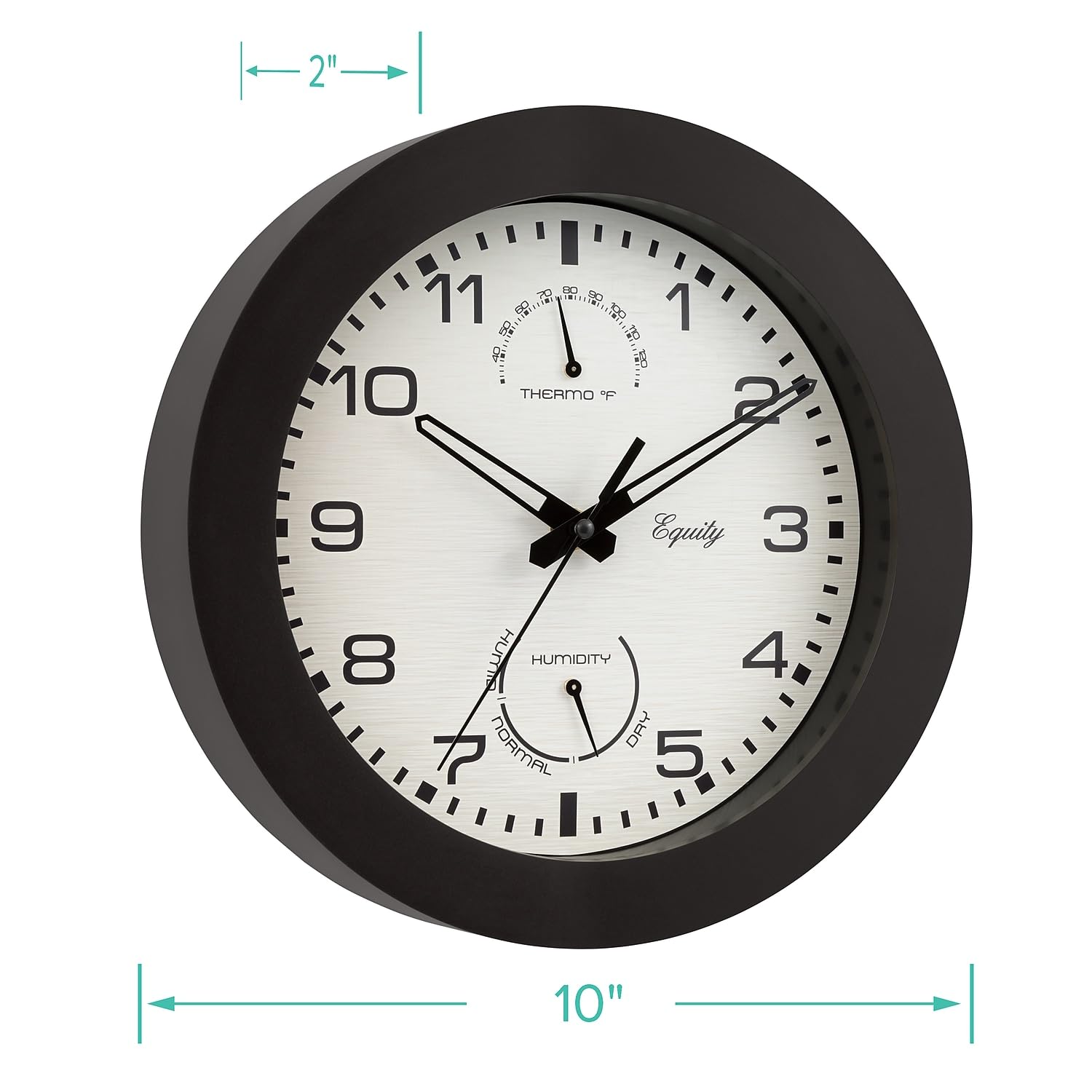 Equity by La Crosse 29005 Outdoor Thermometer and Humidity Wall Clock, 10", Brown - Image 2