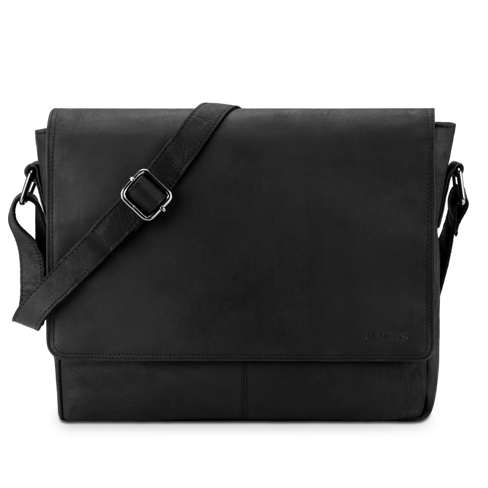 LEABAGS Borsa a Tracolla in Pelle per Uomo e Donna | Borsa per Laptop in Vera Pelle fino a 14 Pollici | Messenger Bag con Tracolla | Borsa da Lavoro, Trasporto e a Mano