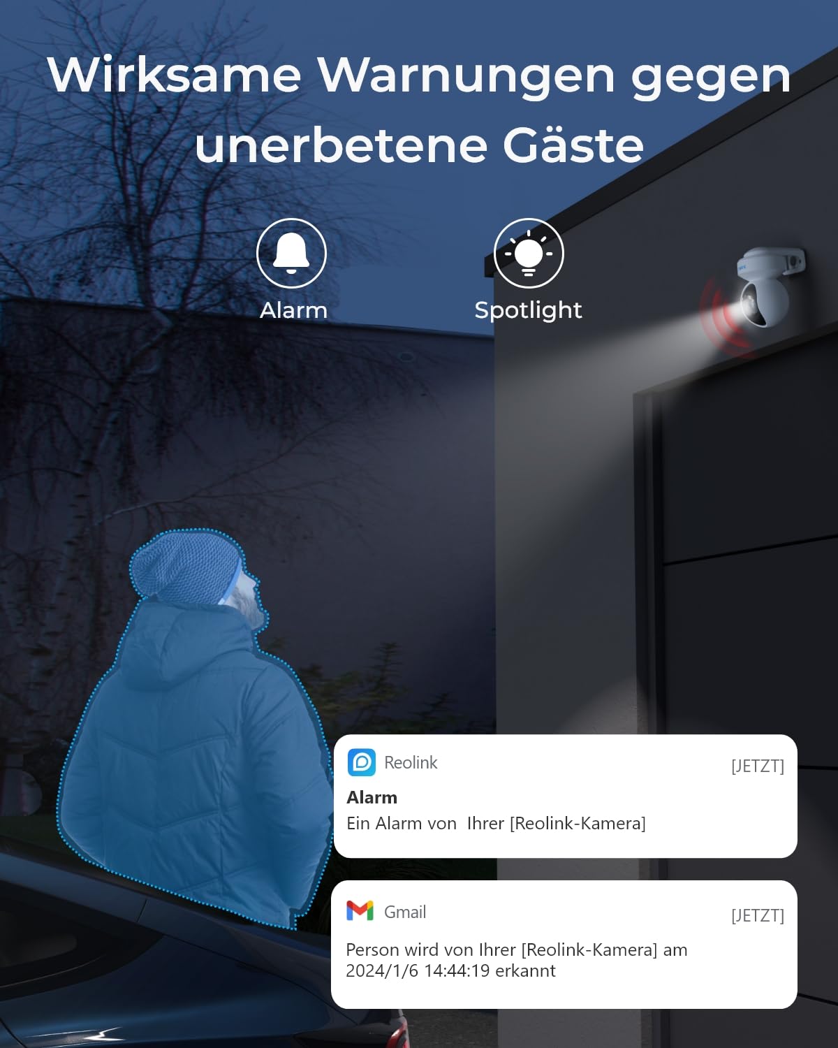 Reolink 4K Wi-Fi 6 PT Überwachungskamera Set, 4stk WLAN-Kameras Outdoor mit 355° Pan & 50° Tilt, Bewegungsverfolgung, Smart-Erkennung, Farbnachtsicht, 12-Kanal Wi-Fi NVR mit 2TB HDD (RLK12-800WPT4)