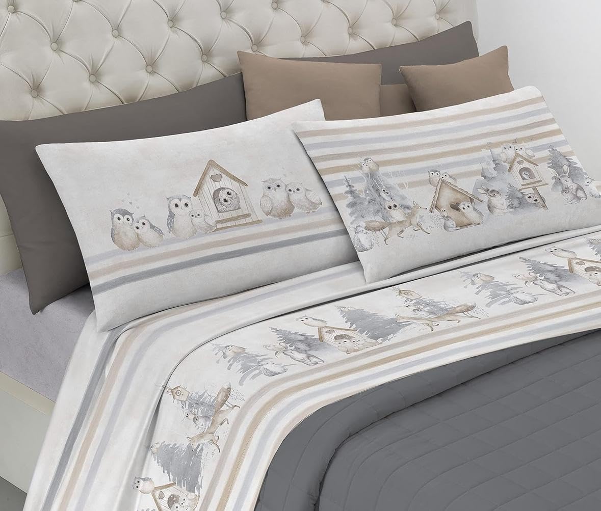 EXQUIZIT HOME Set di lenzuola in flanella in 100% cotone spazzolato, include lenzuolo con angoli, lenzuolo di sopra e 1 federa coordinata (colore