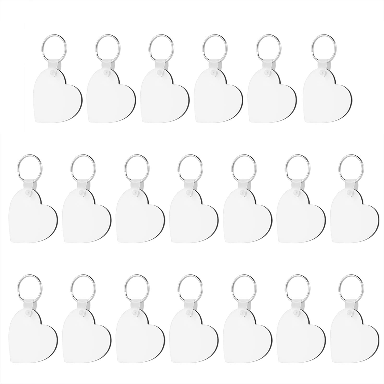 HooAMI Sublimation Keychain Blanks Products, 20 PCS Keychains Tag Heat Transfer Double-Side Heart Sublimation Blanks Key Chains for Ornament Making DIY Art Craft Supplies