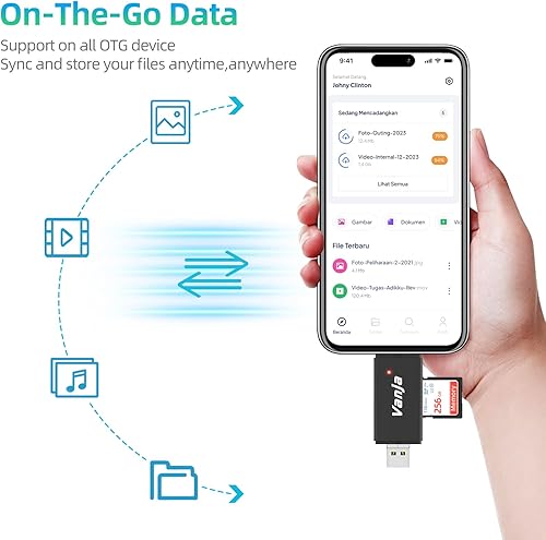 Miniatura 8 de Vanja - Lector de tarjetas de memoria, conector dual USB CUSB 3.0, adaptador de lector de tarjetas SD compatible con SDMicro SDSDHCSDXCMMC tarjeta