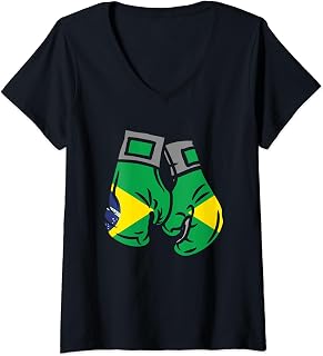 Boxing Glove With The Flag Of Brazil V-Neck T-Shirt