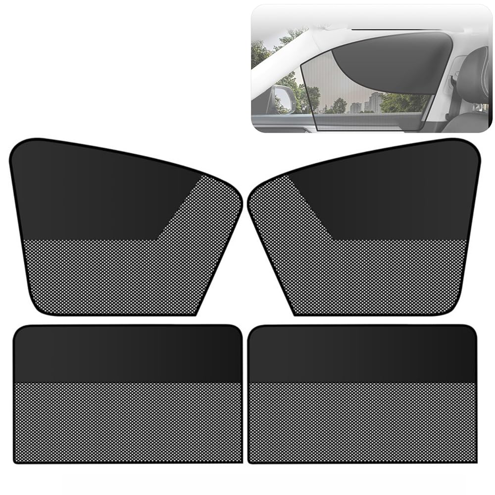 Car Window Shades for Saab 9000 CSE CD Aero, 4 PCS Magnetic Stretch Side Window Sun Shade Curtains, Glare Shield, Half Breathable Mesh Side Sun Stretch Screens