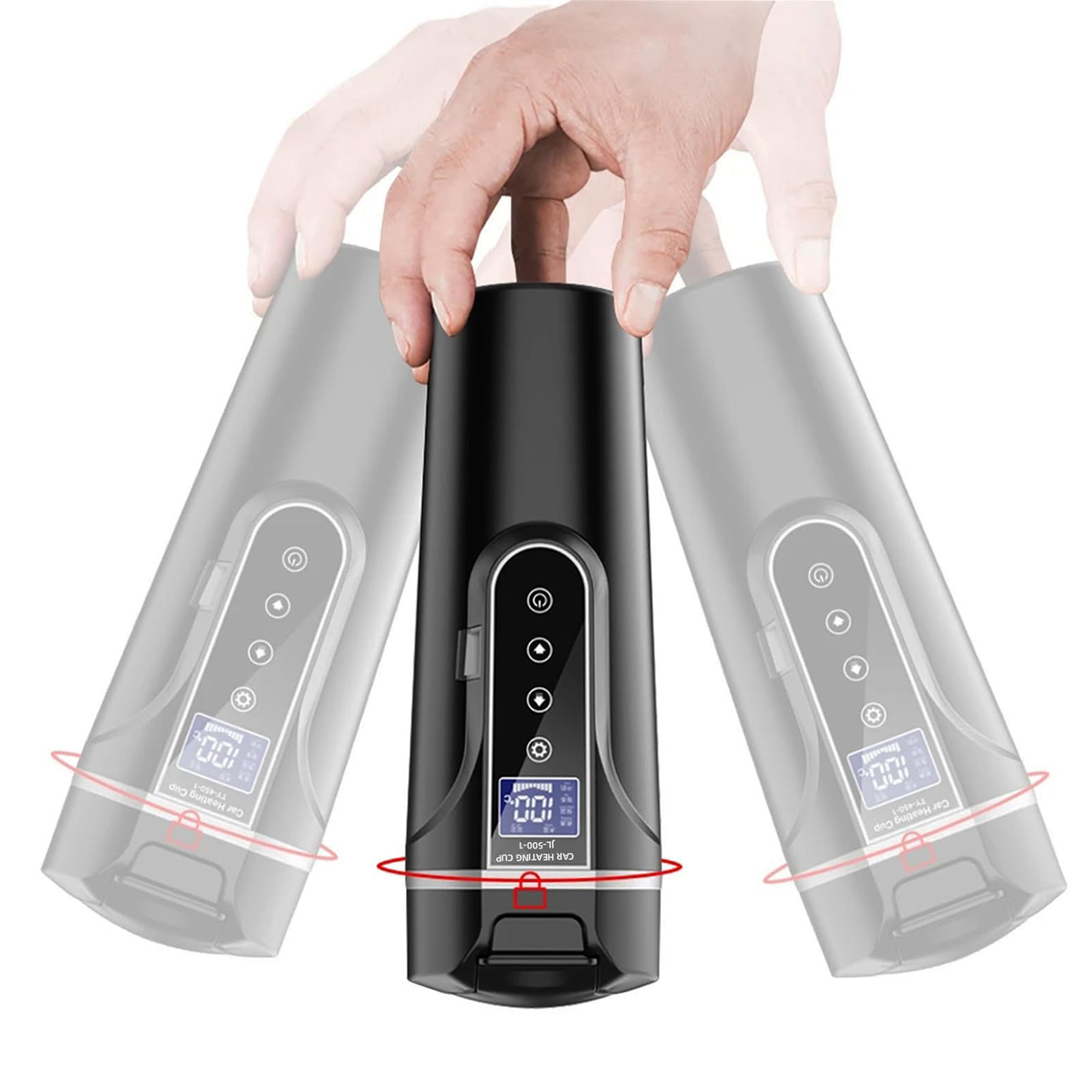 Bollitore Riscaldato per Veicolo,mini bollitore da viaggio 12V accendisigari,bollitore per auto elettrico in acciaio inossidabile 304,termos per auto/camion con display LCD a temperatura regolabile