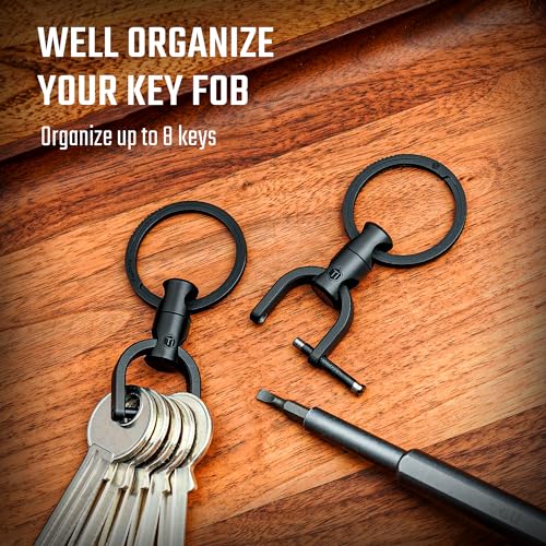 Image of KeyUnity KM13 Swivel Keychain with D Ring Key Shackle, Titanium Rotatable Key Organizer