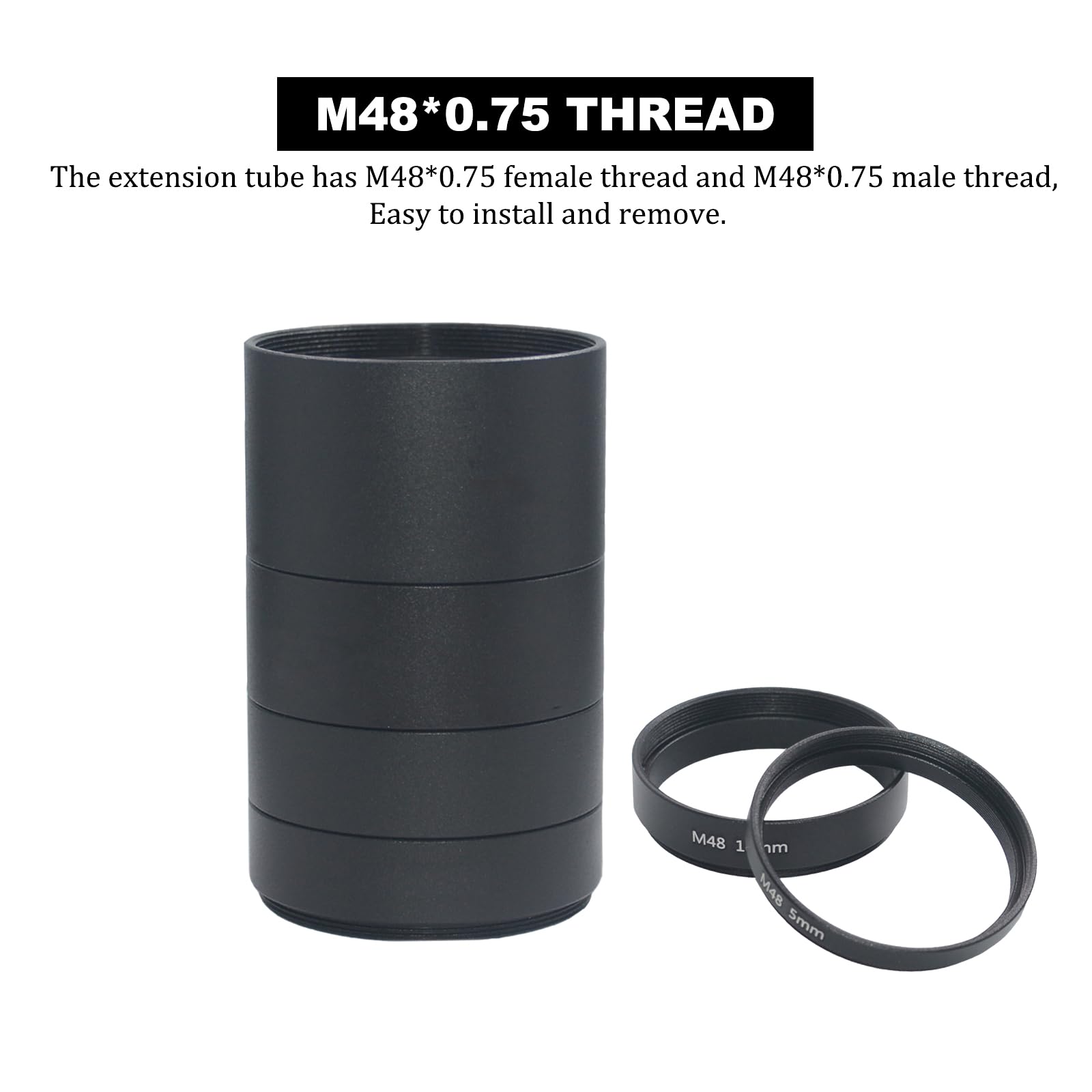 8PCS M48x0.75 Telescope Extension Tube Set,2"/M48 Extension Tube Kit Length 3mm 5mm 7mm 10mm 12mm 15mm 20mm 30mm Extending for Astronomical Telescope Photography - Image 3