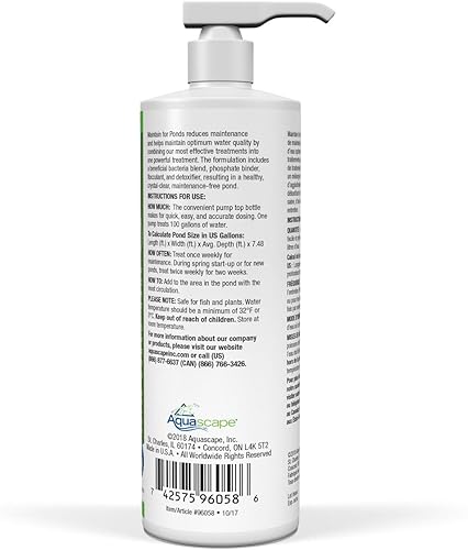 Miniatura 2 de Aquascape MAINTAIN - Tratamiento de agua para estanques de koi y peces, fácil de usar, potente mezcla de bacterias beneficiosas, aglutinante de