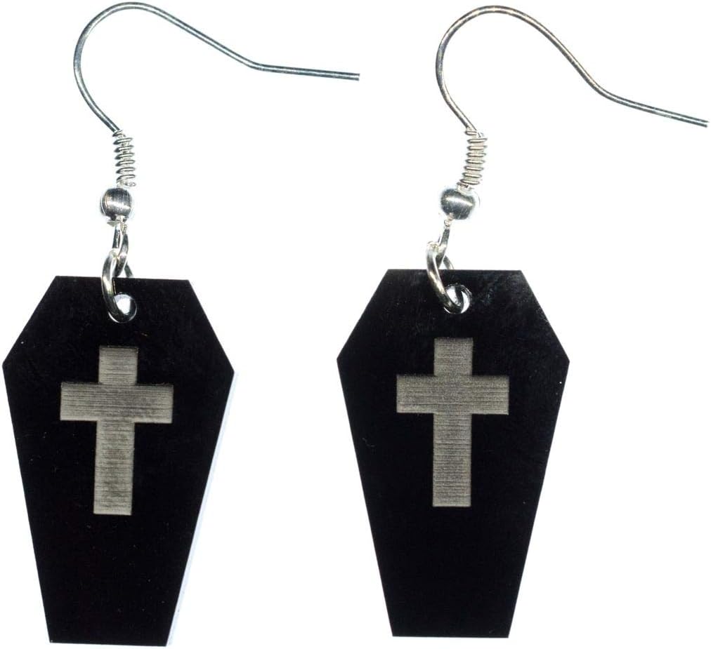 Coffin Earrings Miniblings Tomb Cemetery Vampire Halloween Acrylic Black