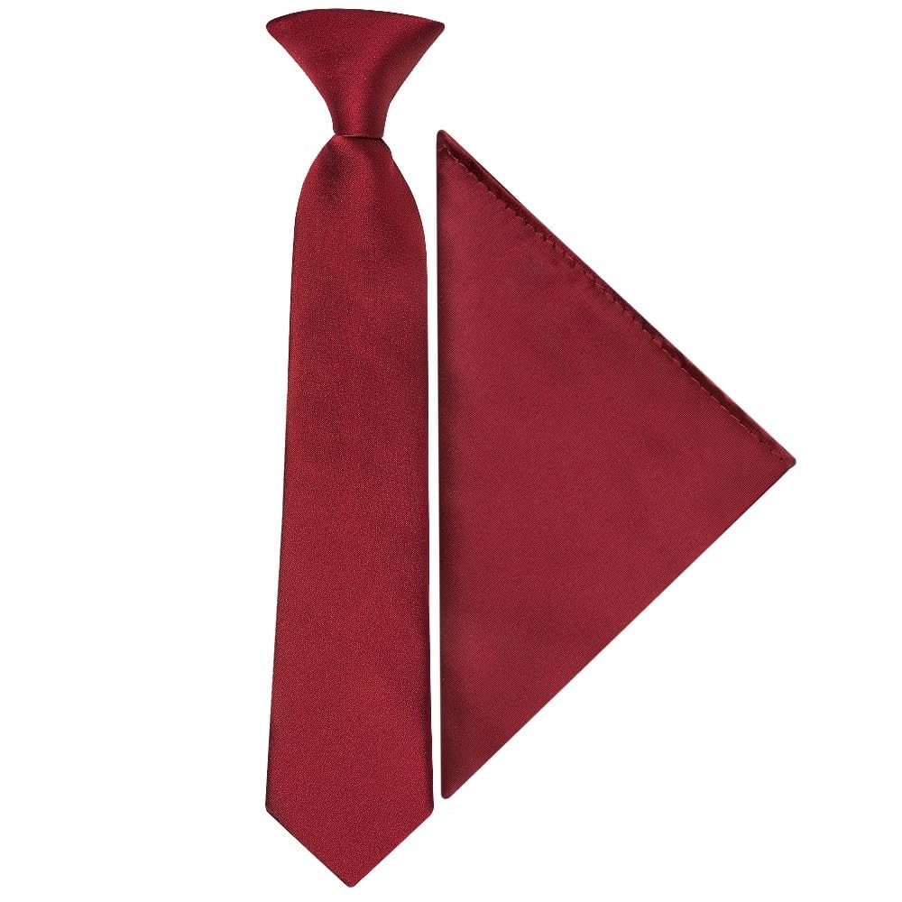 Ties R Us Boys Maroon Pre Tied Satin Tie And Pocket Square Set Age 4-7