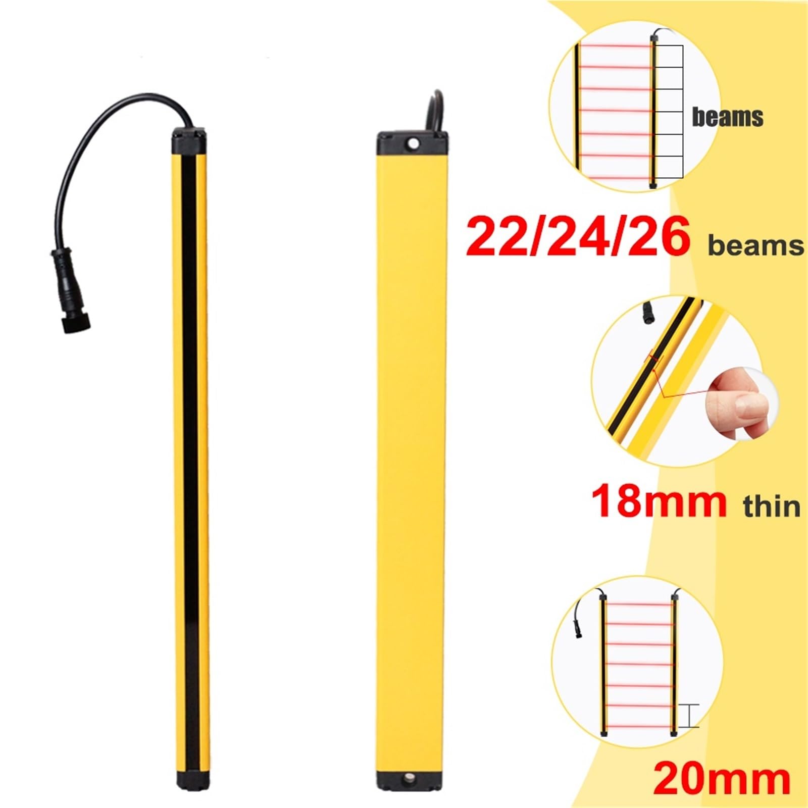 1 Uds. Cortinas de luz Seguridad 18x35 APS18-22/24/2620 18mm Dispositivo Rejilla súper Fino Interruptor Sensor Foto infrarrojo(APS18-2220,NPN NC-2M DETECT Distance)