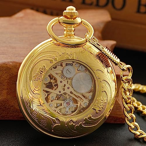 Reloj de bolsillo mecánico de números romanos que no necesita baterías 5