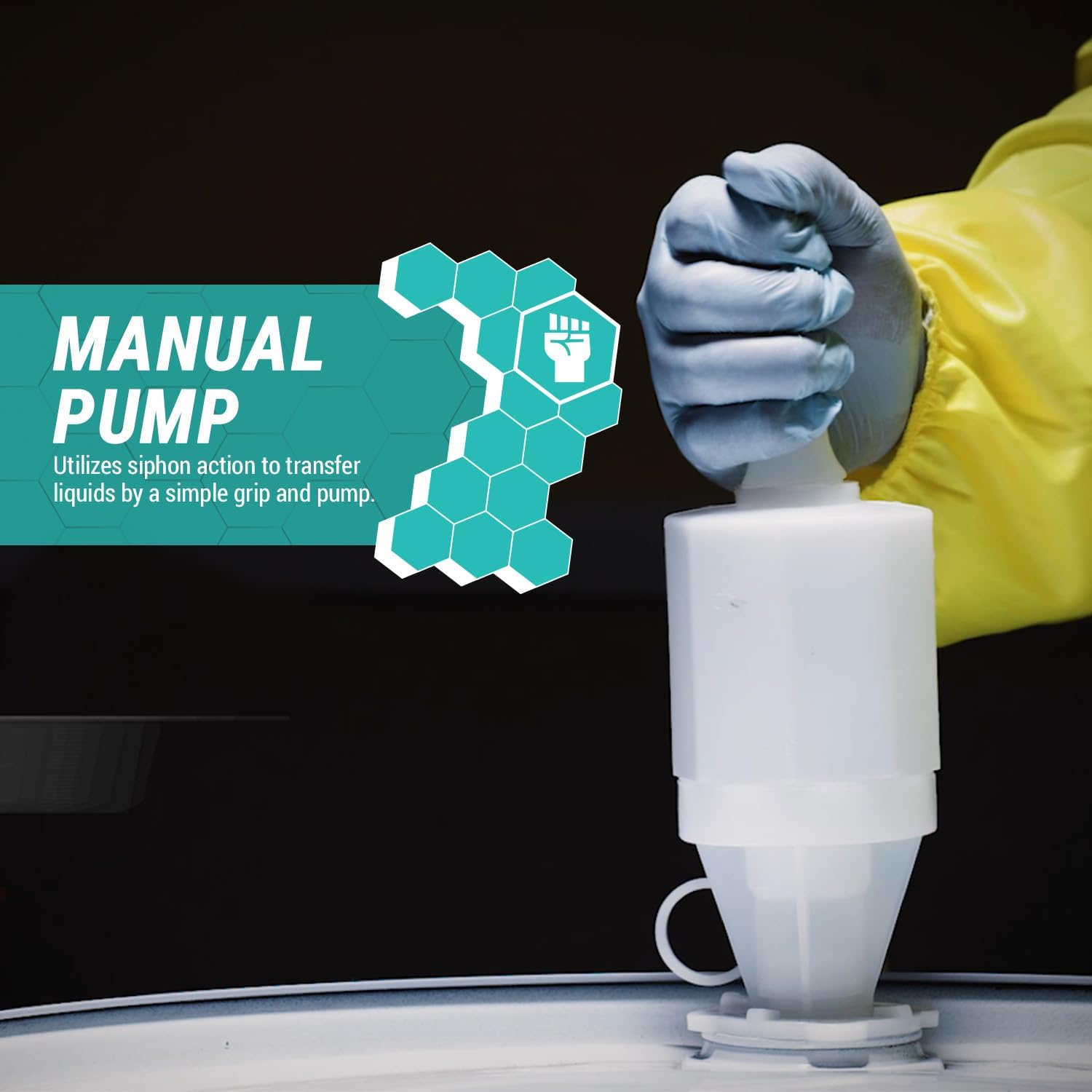 TERA PUMP TRCDRUM Acid and Water Based Manual Hand Drum Barrel Siphon Pump, Fits 55 Gallon Drum Barrels, Chemical Resistant, Transfer 5.5 GPM, for Gasoline, Diesel, Hydrochloric Acid & More