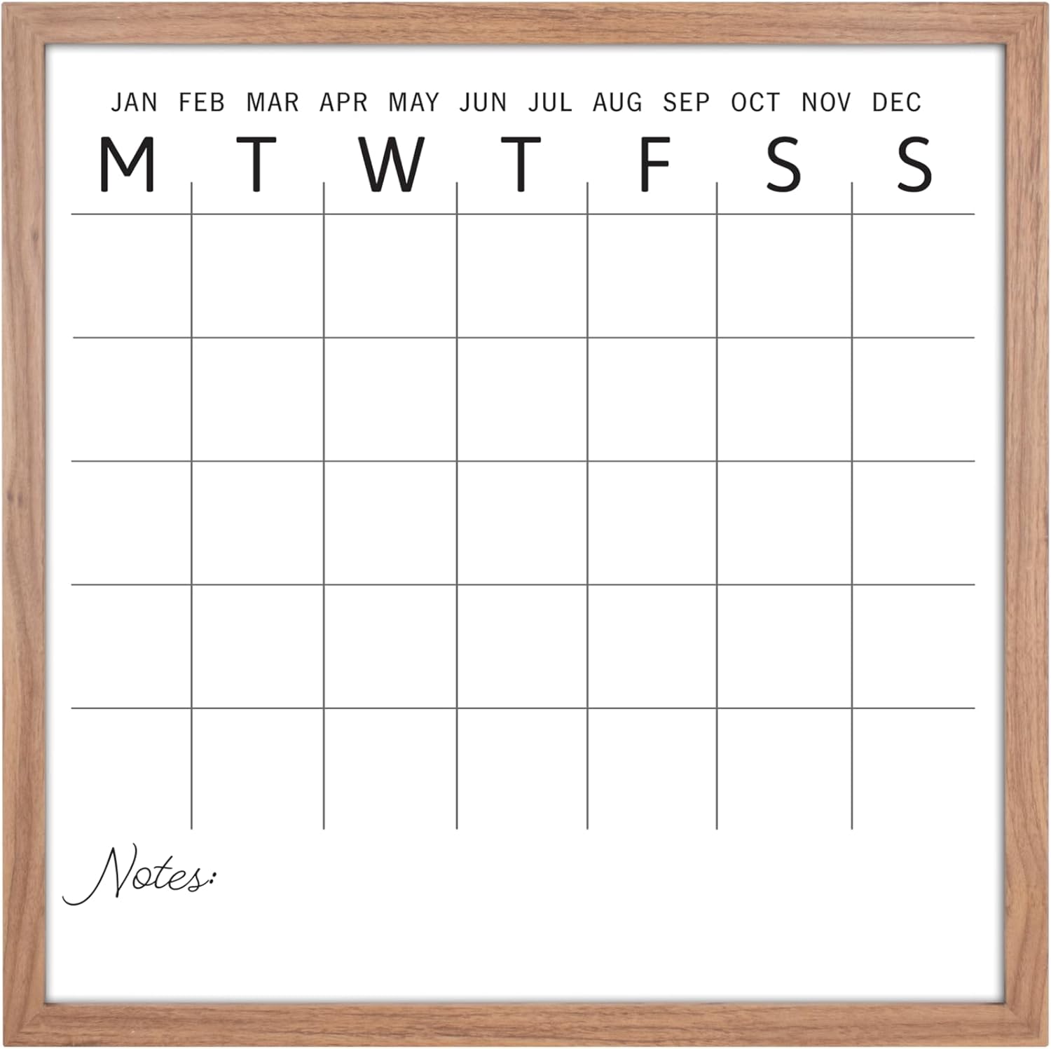 MCS Dry Erase Calander 24x24 Walnut Framed Monthly Calendar for The Wall, Stay Organized with Family Planner for Appointments, Sports, Events & More Walnut 24"W x 24"H Monthly Calander