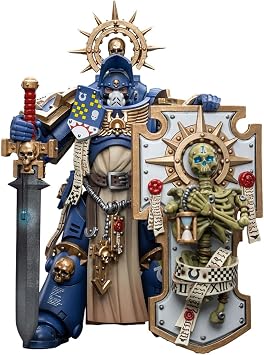 JoyToy Warhammer 40K 1/18 Action Figure Mecha Joy Toy Model Toys Ultramarines Primaris Captain with Relic Shield and Power Sword, Ages 15+