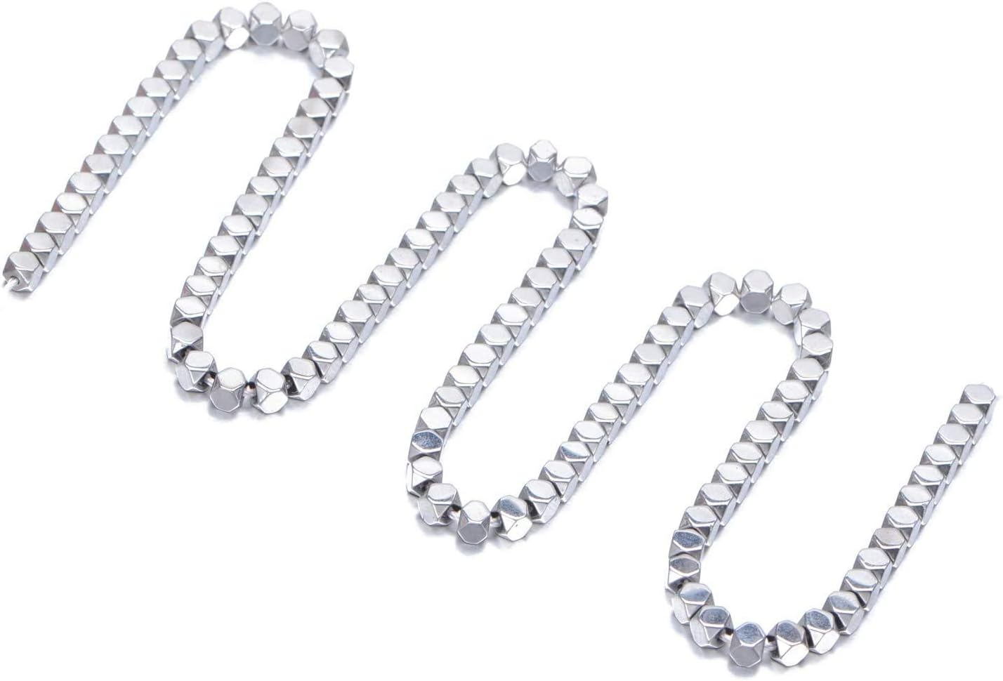 AD Beads Natural Hematite Gemstone Faceted Square Cube Loose Beads 16" (6x6mm, Metallic Silver) - Image 3