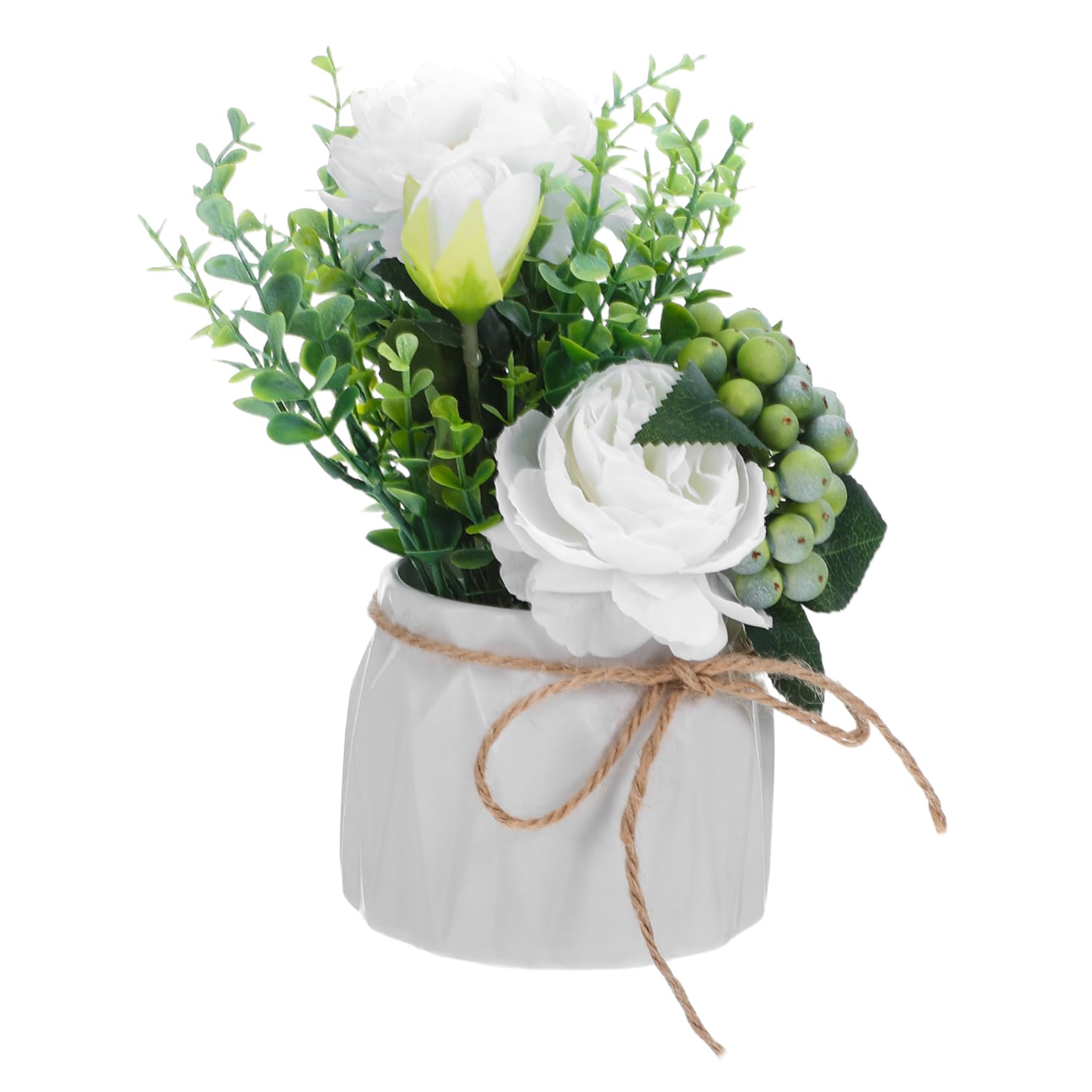 Mikikit Fiori Artificiali in Vaso Bianco Di Ceramica Composizione Di Piante Finte Per Interni Piante Finte in Vaso Per Decorazione Da Tavolo Fiori Simulati in Ceramica Per Centrotavola