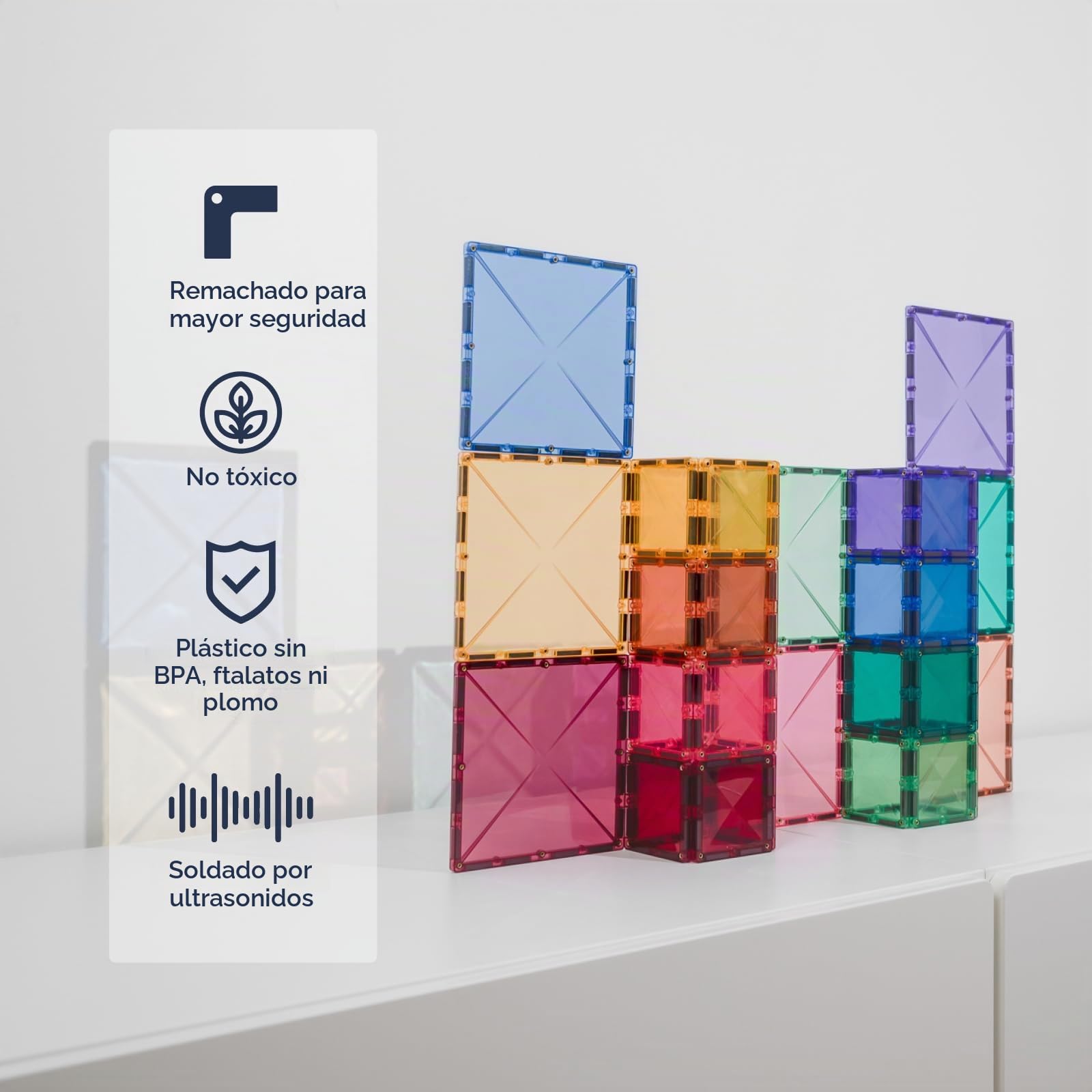 CONNETIX Azulejos Magnéticos Pastel Paquete Cuadrado, 40 Piezas