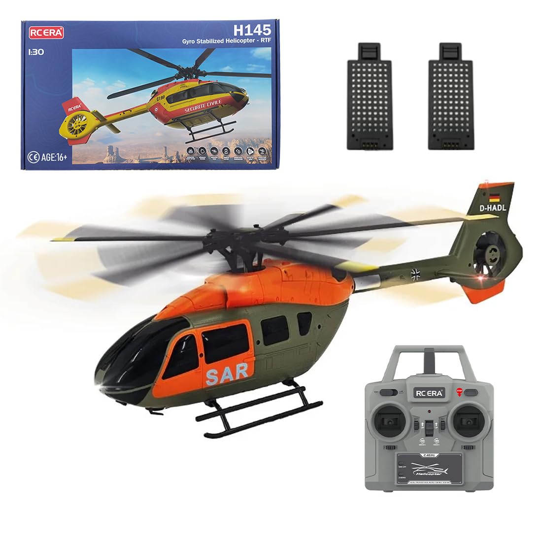 RC ERA C190 H145 6CH Heli Einrotor RC Hubschrauber für Erwachsene Flybarless gyrostabilisiert mit optischer Flusspositionierung bürstenlose Motoren, RTF Helikopter für Hobbyisten