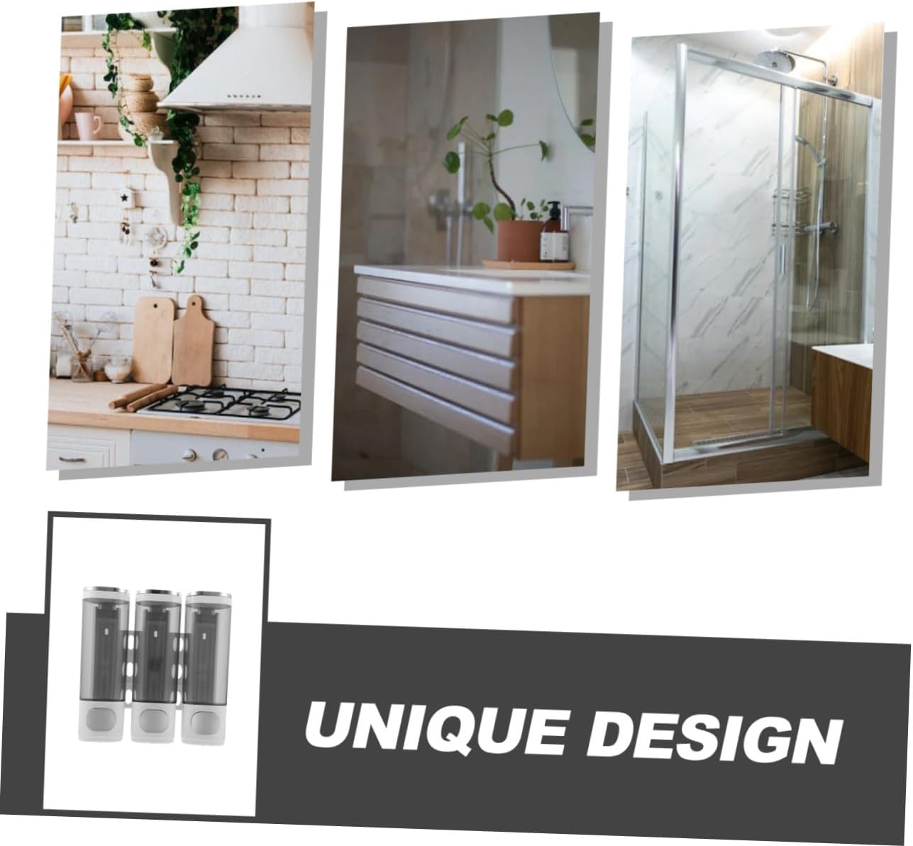 Wall-Mounted 3-Compartment Manual Shampoo Conditioner Soap Dispenser for Bathroom Shower, Electroplated White, Space-Saving Shower Dispenser Holder