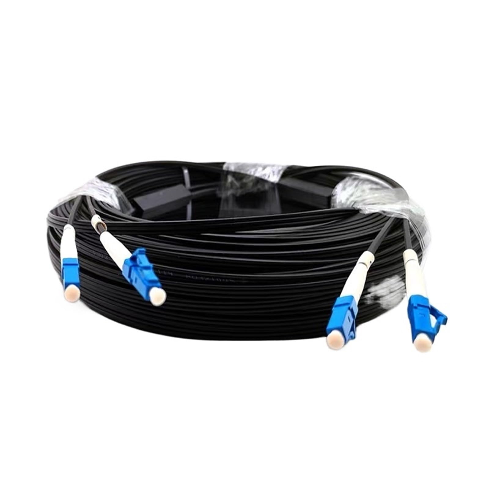 Cavo in fibra ottica FTTH Drop G652D monomodale LC-LC da 10 m a 500 m, 2 core e 2 acciai, for interni, cavo jumper da 100 m a 150 m(100m white)