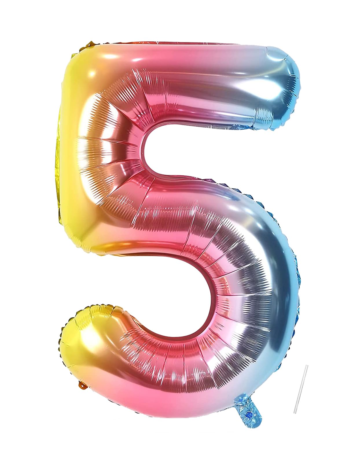 Birthday Foil Balloon Number 5 With Unicorn, 101 cm Rainbow Balloons, Helium Balloon, Girls' Birthday Decoration for Wedding, Anniversary, Party - Flies With Helium