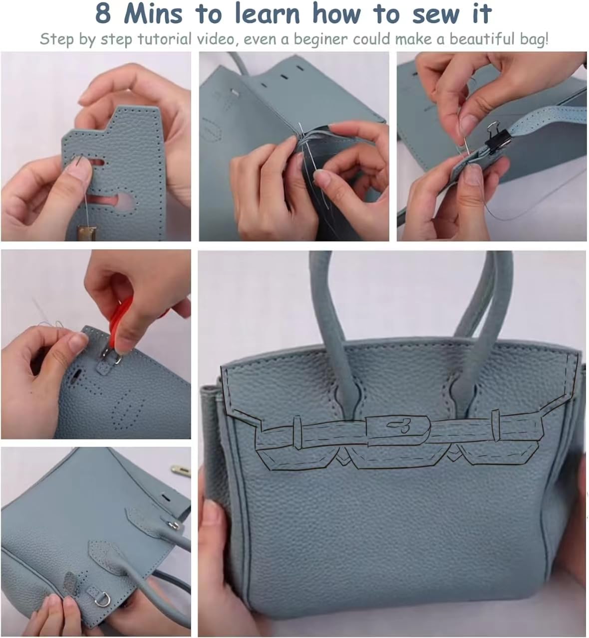POPSEWING DIY Ledertasche Set – Crossbody Umhängetasche Zum Selbernähen, Inkl. Werkzeug & Tutorial