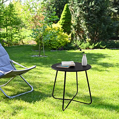 Codin Set Of 2 Outdoor Side Table Outdoor, Metal Side Table Small Round Side Table Weather Resistant End Table Patio Table For Garden Porch Balcony Yard Lawn (2, Black) #TOP4