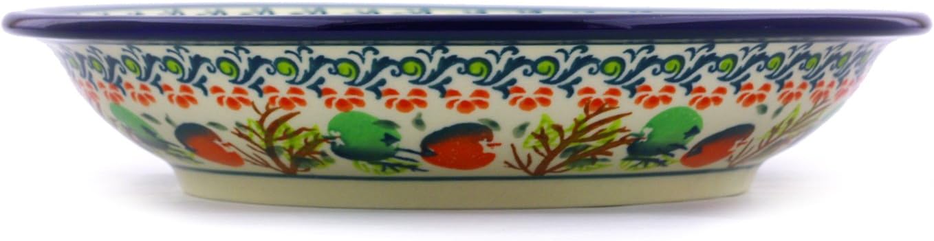 Polmedia Polish Pottery Pasta Bowl 9-inch - Apple Orchard Pattern Handmade in Boleslawiec Poland + Certificate of Authenticity