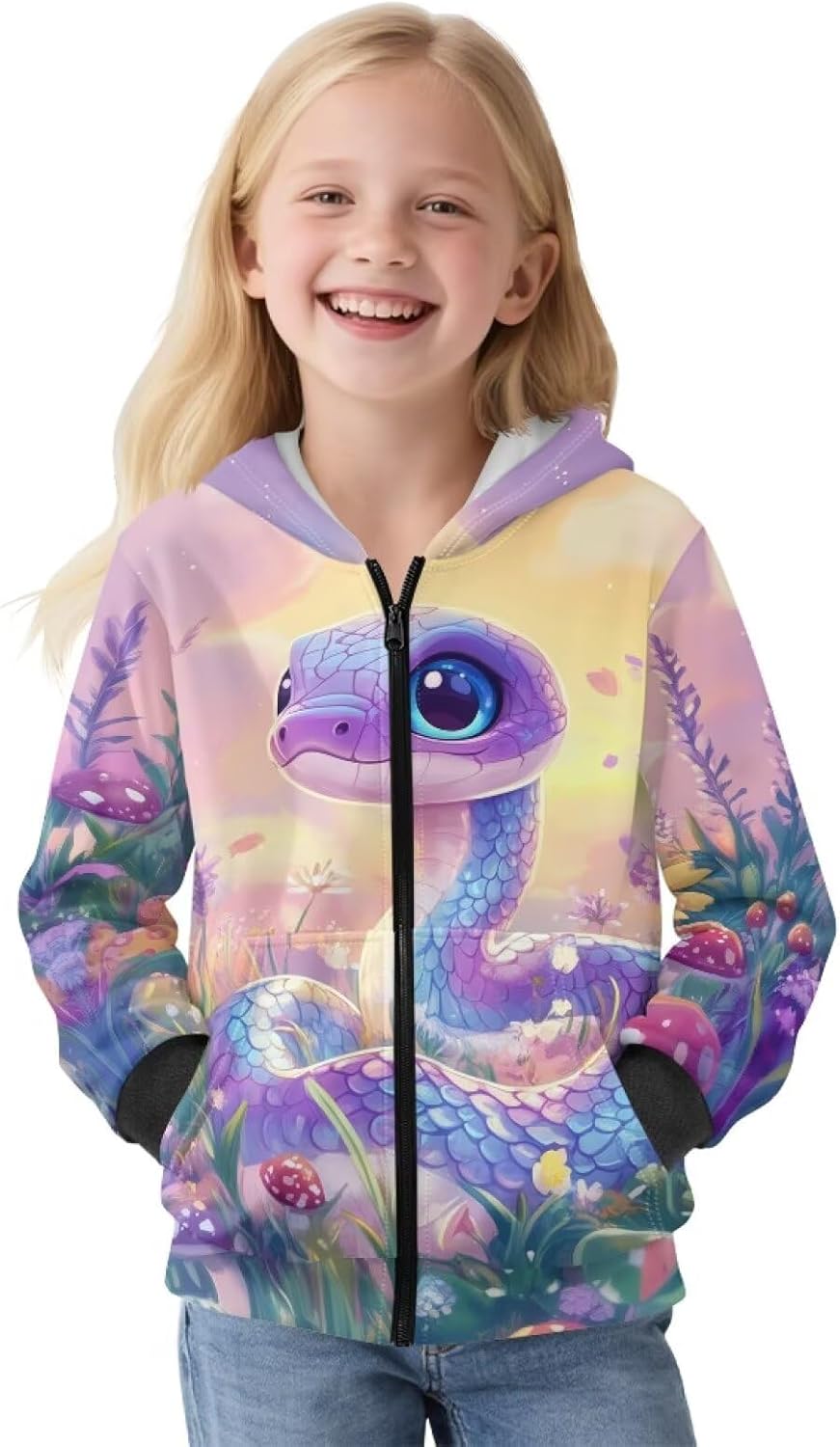 Hoodies for Girls 6-16Y Kids Winter Long Sleeve Zip Up Hooded Sweatshirts