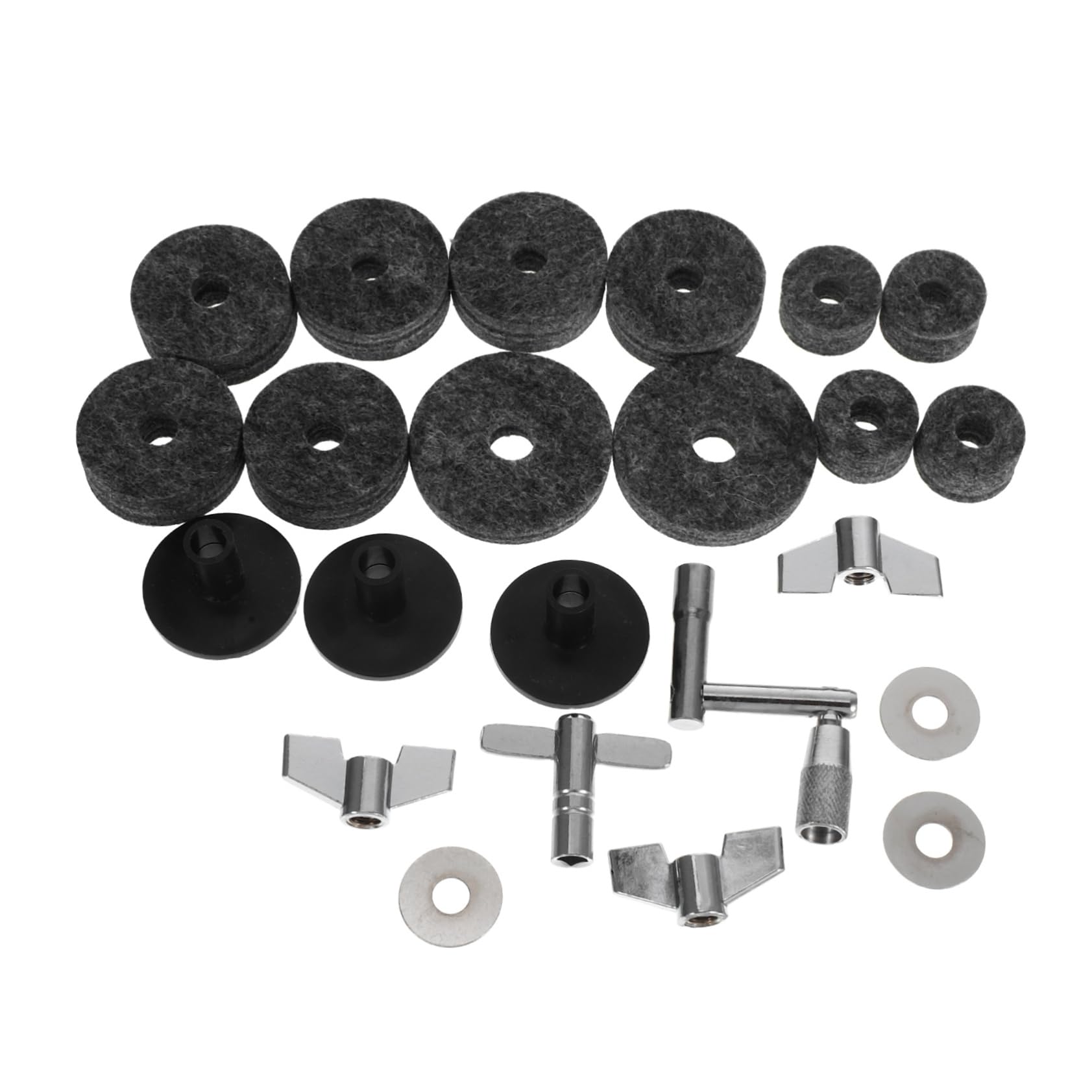 GOOHOCHY 23pcs Drum Accessories Felt Pad Kit with Cymbal Sleeves Wing Nuts Washers and Drum Key Easy Installation Design Compatibility for