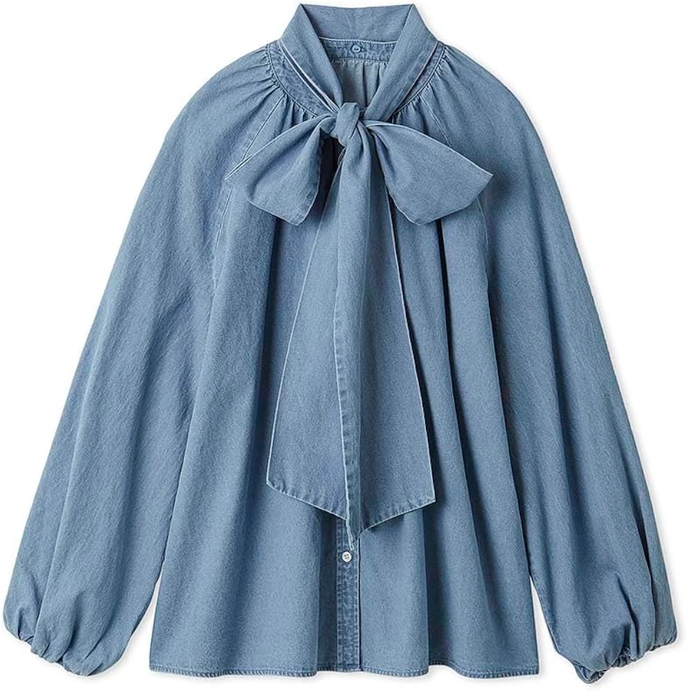 ミラオーウェン　2WAYデニムボウタイブラウス　サイズ1 ミラオーウェン 2WAYデニムボウタイブラウス サイズ1