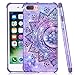 iPhone 7 Plus Case, iPhone 8 Plus Case, Emogins Phone Case for Apple, Soft Silicone Protective Cover with Purple Mandala Flower Design for Women Girls
