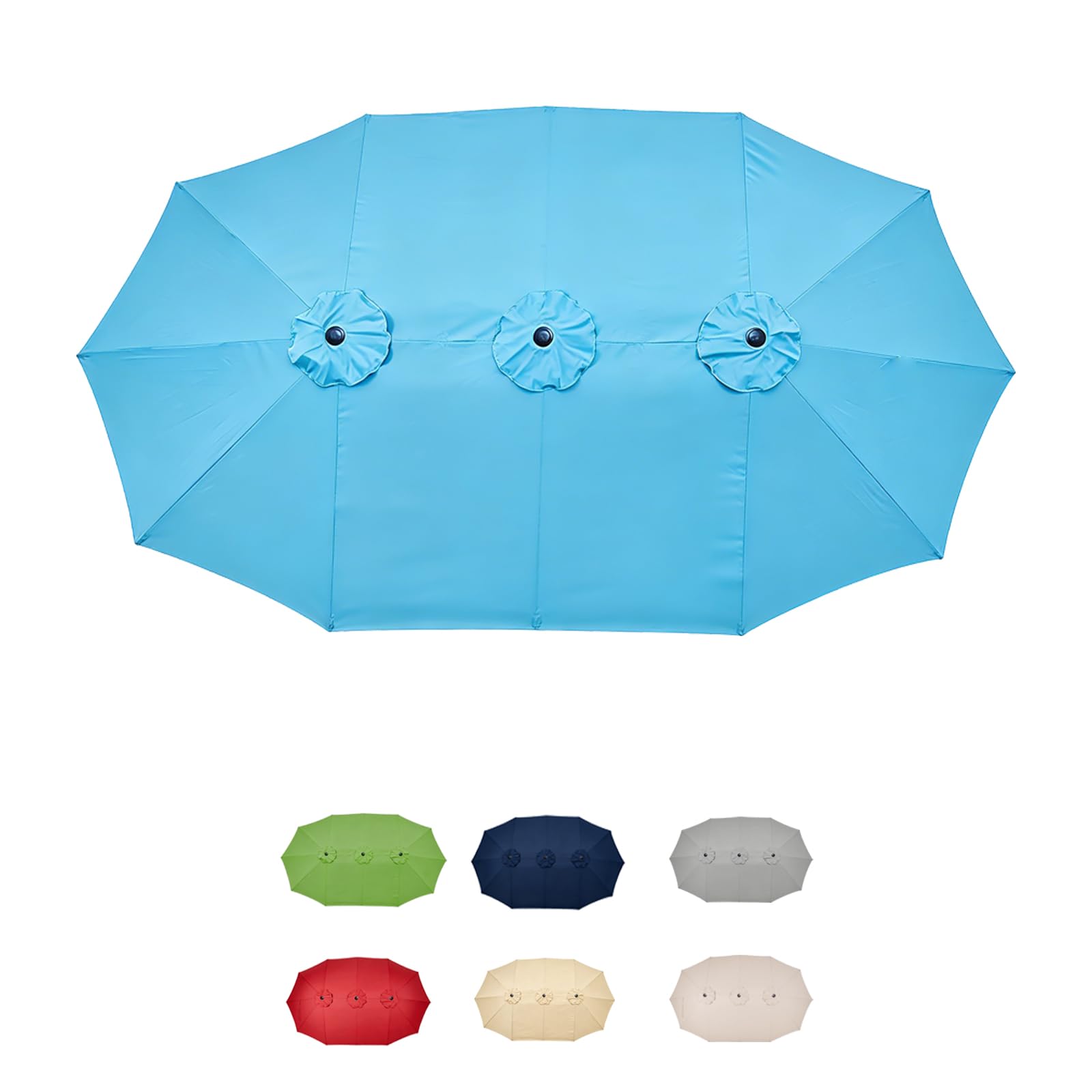 Photo 1 of Jesovoso 13ft Double Sided Patio Umbrella Replacement Canopy, 12 Ribs Umbrella Replacement Top Cover, Frame Not Included, Lake Blue, 13'