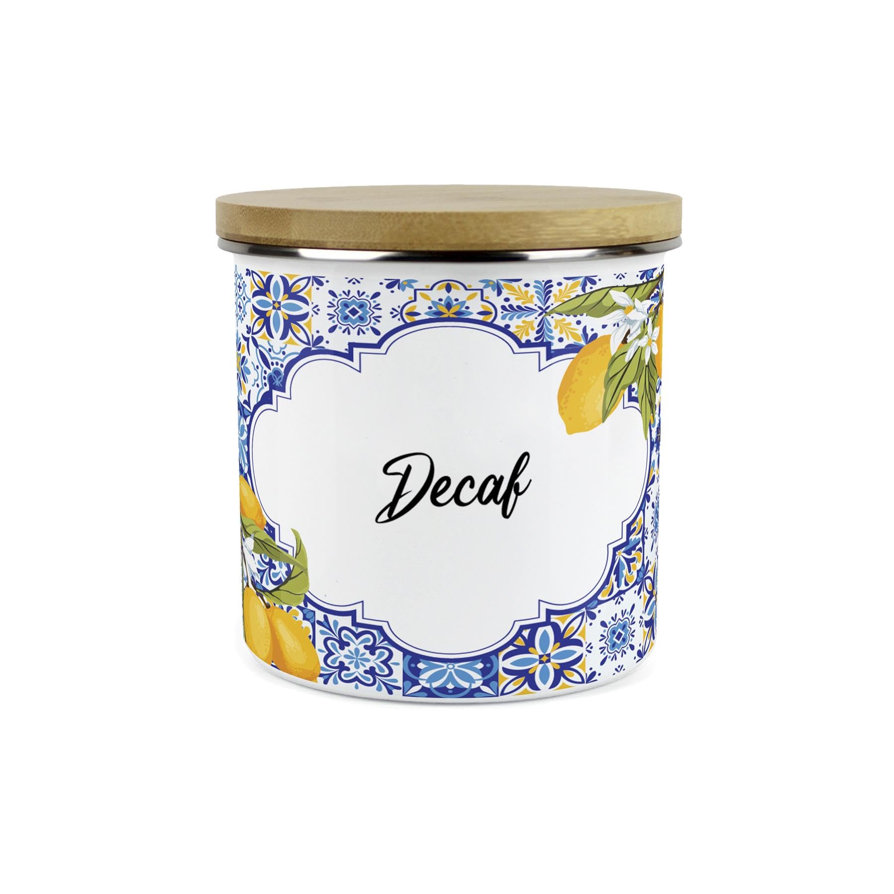 Purely Home Amalfi Decaf Canister - 1.2L Large Enamel Kitchen Storage Gift