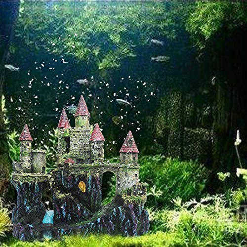 PINVNBY-Aquarium-Resin-Castle-Decoration-Fish-Tank-Driftwood-Castle-Cave-Hideouts-House-Plants-Supplies-AccessoriesRed