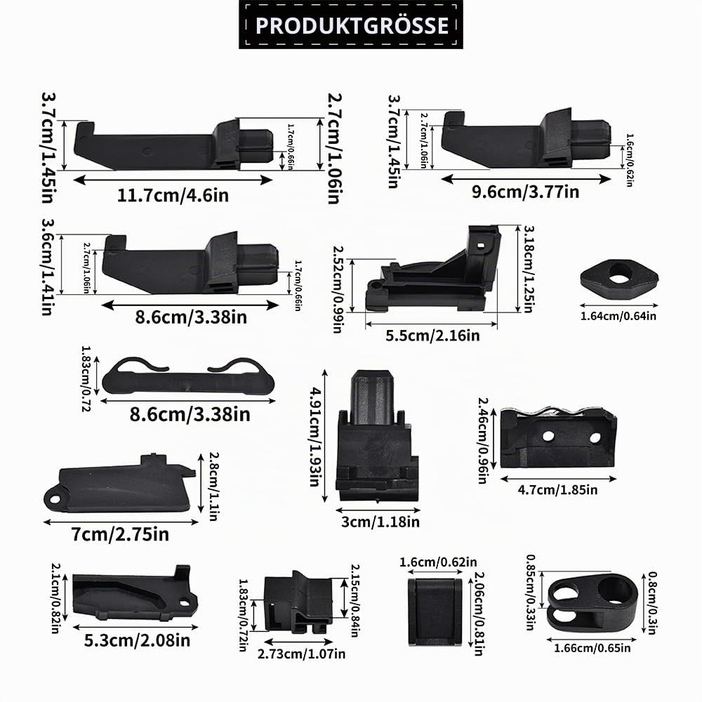 Kit Reparatur Verdeck Kompatibel mit FIAT 500 C Cabrio 30 Teile Führungen Dach Tettino 500C