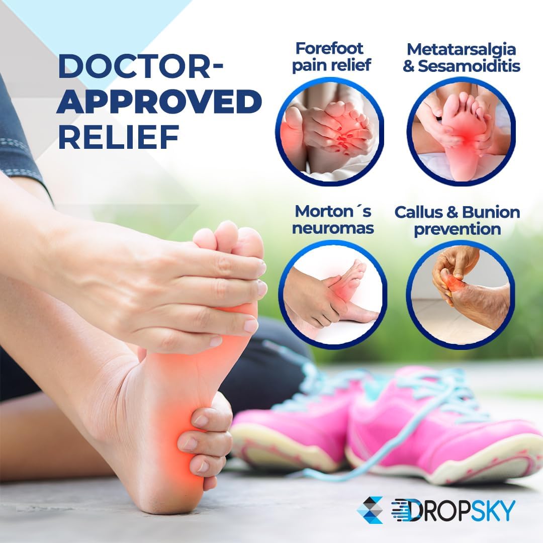 Dropsky Metatarsal Pads for Women and Men – 4 Packs – Gel Metatarsal Foot Pads, Ball Foot Cushion, Adjustable & Non-Slip Pads for Pain Relief, Metatarsalgia Insoles, Morton’s Neuroma - Nude - Image 7