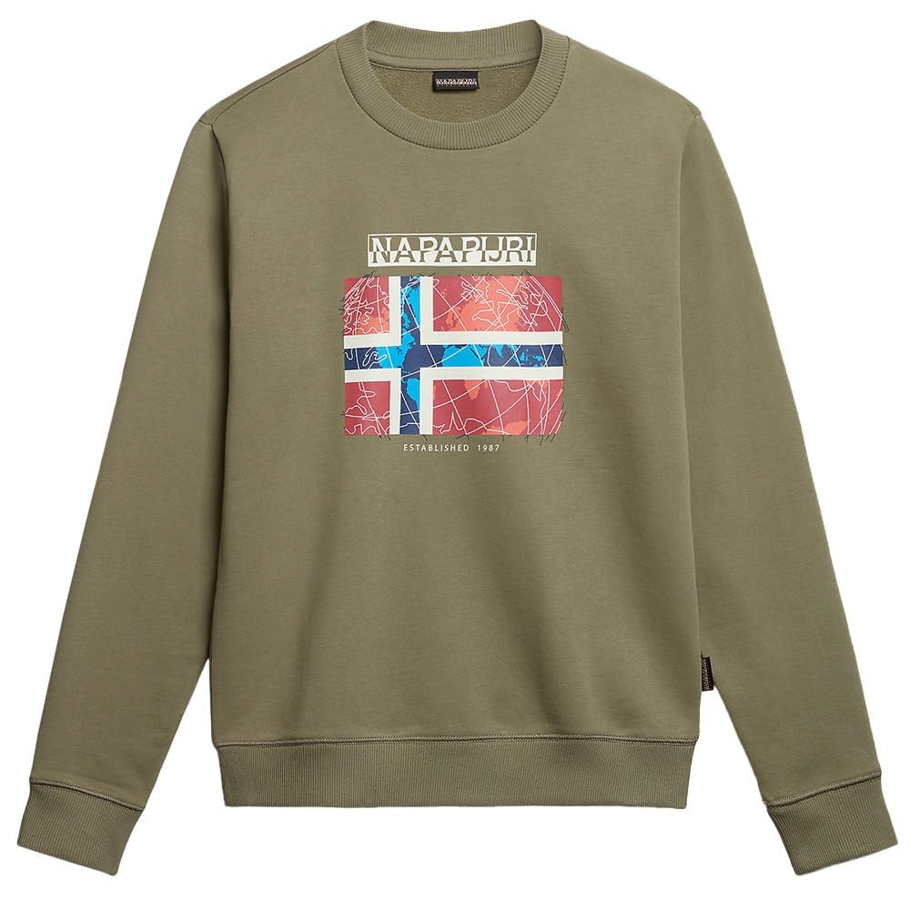 Napapijri Chic Green - Sudadera de forro polar con cuello redondo para hombre