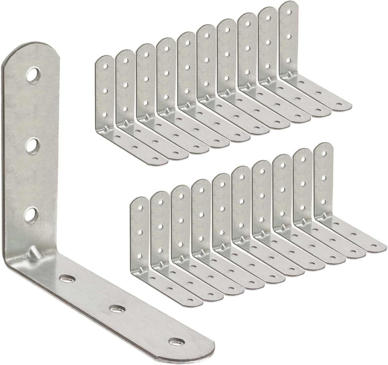 20 Pack Angle Brackets (1.97" x 1.97" x 0.63") – 90° L-Shape Corner Brace Plate Wood Metal Connecting Fixing Joining Repair Support Galvanized Connector